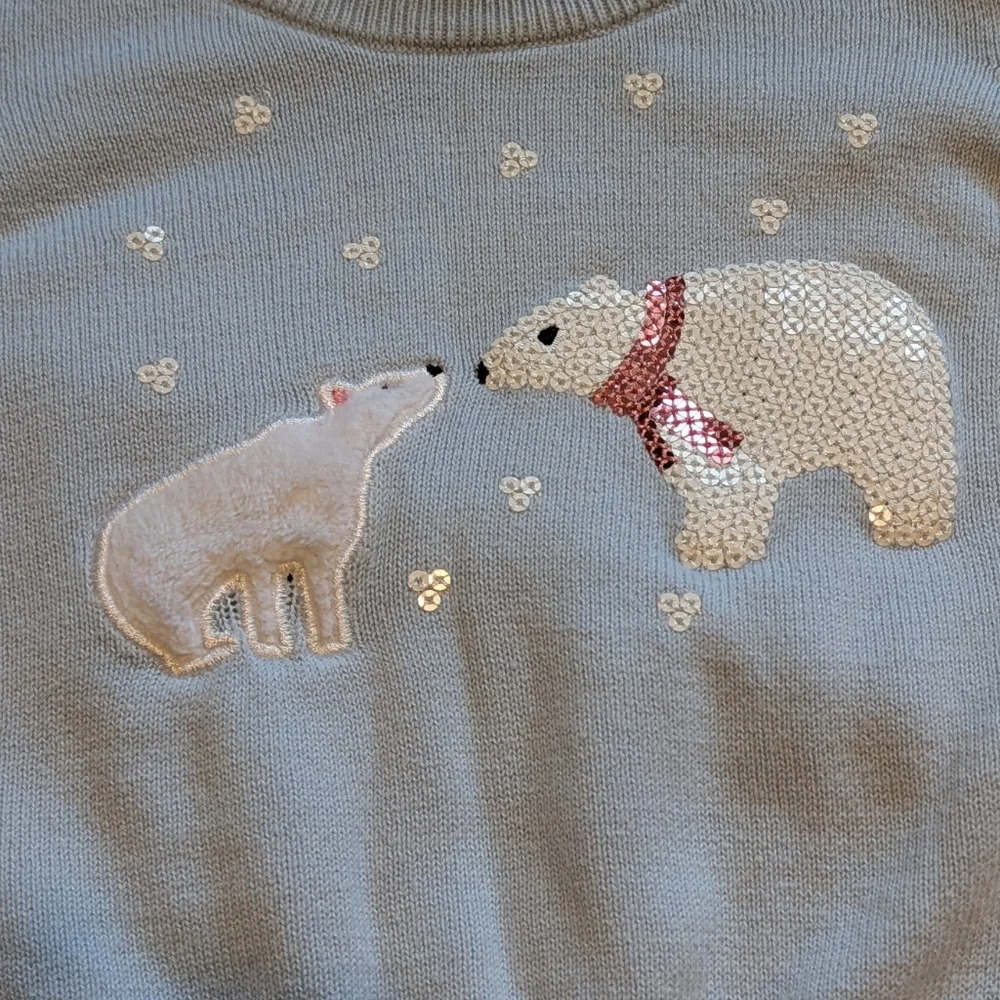 The Children's Place Light Blue Polar Bear Blue Knit Sweater Girl's 18 24 Month